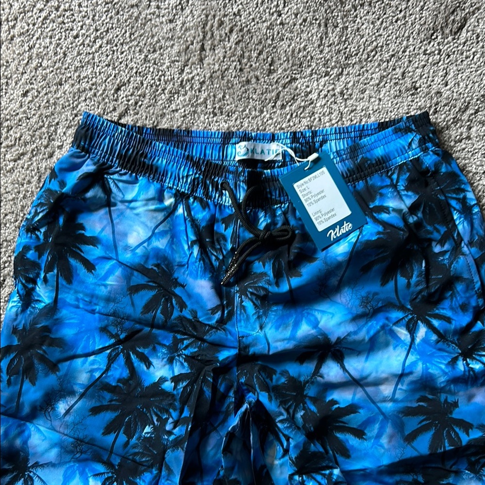 Blue Palm Tree Swim Shorts